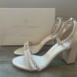 Beaded Pearl Block Heels